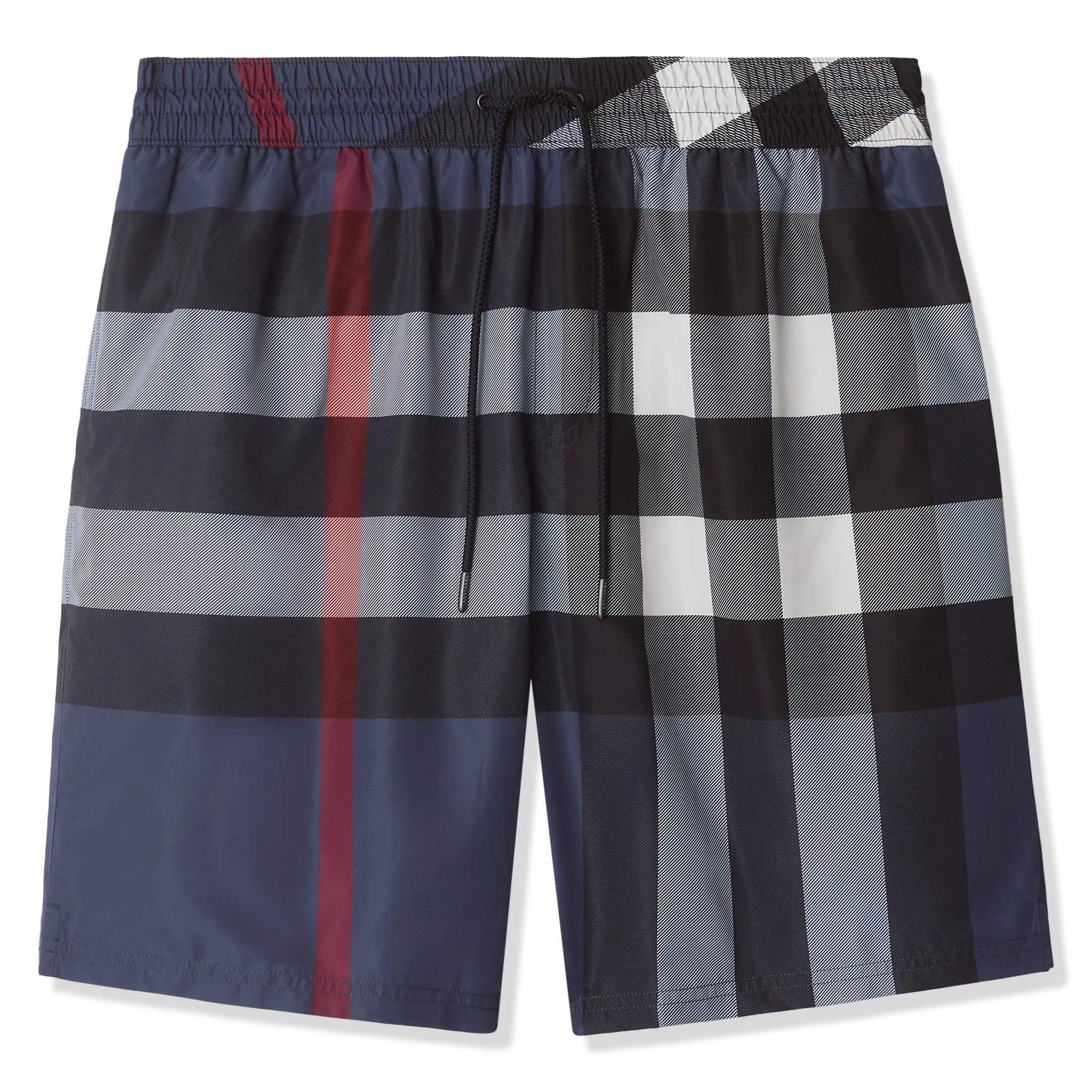 Front View of Burberry Check Carbon Blue Swim Shorts 8013879